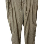 Eileen Fisher Cargo Pants Size 16 Beige Drawstring Waist Tapered Ankle Zip Linen Photo 0