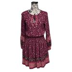 American Eagle  Paisley Boho Mini Dress XS Long Sleeve Smocked Waist Beach Photo 1