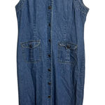 st. john's bay St. John’s Bay Dress Women 14M Sleeveless Denim Jean Maxi Button-up Pockets 90s Photo 0