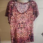 Lucky Brand Pink and Purple Short Sleeve Top Size 2X Photo 0