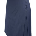 Brooks Brothers  Red Fleece Womens Navy Wool Zip Knee Length Wrap A-line Skirt 8 Photo 0