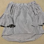 Kontrol Off Shoulder Flare Sleeved Striped Shirt Photo 0