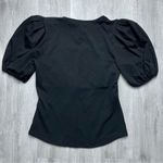 Black Cotton Puff Sleeve Top S Photo 3