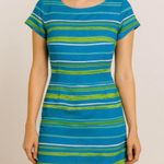 American Vintage Vintage 90s 1990s Y2K 2000s Blue and green striped short sleeve dress Photo 0