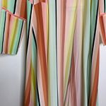 We Are LEONE Contrast Maxi Cardigan Striped Tie Dress Womens Large Medium Silk Pink Photo 5