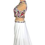 Custom 2PC Set Pageant Floral Embroidered Halter Top White Shorts Chiffon Skirt Size 6 Photo 6