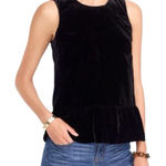 J.Crew Black Velvet Sleeveless Peplum Top Size 2 Y2K Grunge Academia Style Photo 0