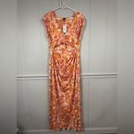 NWT AFRM Anthropologie Lizette Coral Floral Cutout Slinky Maxi Dress 2X Boho Orange Photo 4