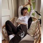 Pas Une Marque Paris Angel & Letters Heather Blue RTW Jogger Sweatpants Size XS Photo 9