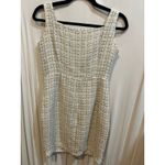 Tweed Mini‎ Dress Sleeveless Pearl Button Detail Career Party Cute Gold Size L Photo 6
