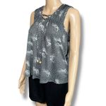 Maurice's  Womens Tank Top Sleeveless Pullover Laced V Neck Summer Gray White Med Photo 5