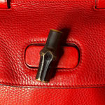 Gucci  Bamboo Turn-Lock Red Leather Top Handle Satchel w Removable Strap Photo 14