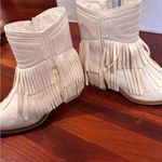Pierre Dumas  Cream Fringe Ankle Booties Photo 0