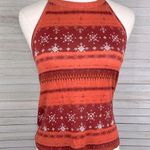 Mudd  High Neck Halter Tank Top Boho Print Rust/Brick-Large Photo 0
