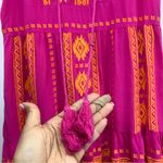Savanna Jane L Aztec embroidered sleeveless mini dress pink Fuchsia tassels Size L Photo 7