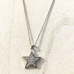 Silver Tone Star Necklace with Rhinestones Photo 4