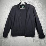 Ralph Lauren Lauren  Sweater L Black Full Zip Epaulet Mock Neck Military Preppy Photo 3