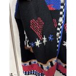 Cardigan Bay Sweater Cowboy Boot Hand Knitted Small button front vtg equestrian Blue Photo 5