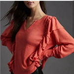 Pilcro Anthropologie Coral Ruffle Sweater Size XS Photo 2