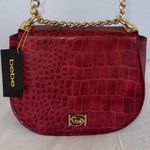Bebe New Michelle Mini Saddle Red Croc-Embossed Chain Shoulder Bag-New With Tags Photo 0
