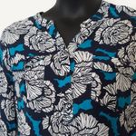 Stylus blue floral button down blouse Size L Photo 2