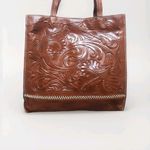 Patricia Nash  Toscano Tooled Brown Leather Tote Shoulder Bag Purse Photo 1