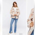 Forever 21 NWT Faux Fur Plaid Jacket Dusty Pink/Cream Plus Sz 2X Photo 3