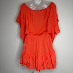 Venus  Y2K 2000s orange drawstring romper swimsuit coverup small ruffle sleeve Photo 3