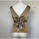 Alice & Trixie  SILK Blouse top LARGE geometric Tie Back tan Beige Womens Photo 5