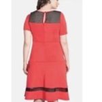 Eloquii NWT  14 Studio Dress red black mesh sheath fit flare bustier top Short Photo 1