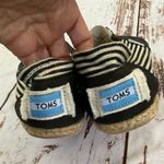 Toms NWOT  DISTRESSED BLACK AND CREAM STRIPPED ESPADRILLE STYLE SLIP ON SHOES Photo 2