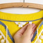 Boden • Kasia Jersey Tunic mini dress cover up yellow blue pompoms beach Size 8 Photo 5
