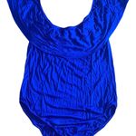 Glitz Ruffled Off The Shoulder Blue Bodysuit Large Photo 3
