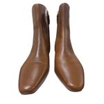 Lauren Ralph Lauren Willa Brown Leather Bootie — Wood Heel Zip Ankle 9 Photo 3