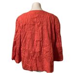 Womens Orange Gauze Textured Open Front Cotton Jacket Size Large Chico's Photo 3
