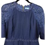 Draper James NWT Solid Maggie Lace Flower Trim Fit & Flare Dress Navy 6 Photo 5