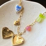 Handmade vintage cottage retro boho fairy coquette style quality material mix gold tone stainless steel necklace🩷 Photo 1