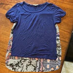 Honey Punch  Stitch Fix Mix Material Knit Top Short Sleeve Navy Paisley Size S Photo 1