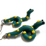 green polymer clay snake earrings Photo 5