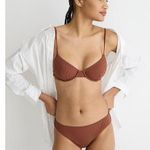 J.Crew New  Brown Wide Ribbed Hipster Bikini Swim Bathing Suit Bottom Size XXS Photo 0