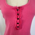 Boden Pink Tank Top Ruffle Button Front‎ Henley Sleeveless Shirt Womens 12 Photo 1