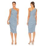 Norma Kamali Diana One Shoulder Ruched Dress Dusty Blue XS Photo 1
