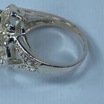 Ring Women Size Approximately 6.25 Fashion Ring Silver Tone Green Shade Center Photo 6