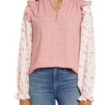 Rachel Parcell NWT  floral pink cheetah ruffle top Photo 0