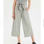American Eagle (6 Long) Sage Green High Rise Cropped Ankle Wide Leg Belted Pants Photo 2