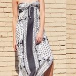 Bandeau Patterned Maxi Dress Black Photo 9