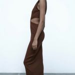 ZARA  Brown Cut Out Midi Dress Size Small Trendy Chic Evening Outfit Photo 1