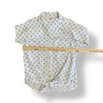 7 For All Mankind  Floral Tie-Front Button Down Shirt Womens Size M Blue‎ White Photo 3