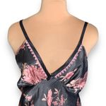 Vintage 90s California Dynasty Black Pink Floral Satin Slip Nightgown Dress Size M Photo 3