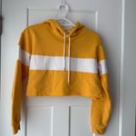 Garage  Yellow and White Striped Cropped Hoodie Photo 0